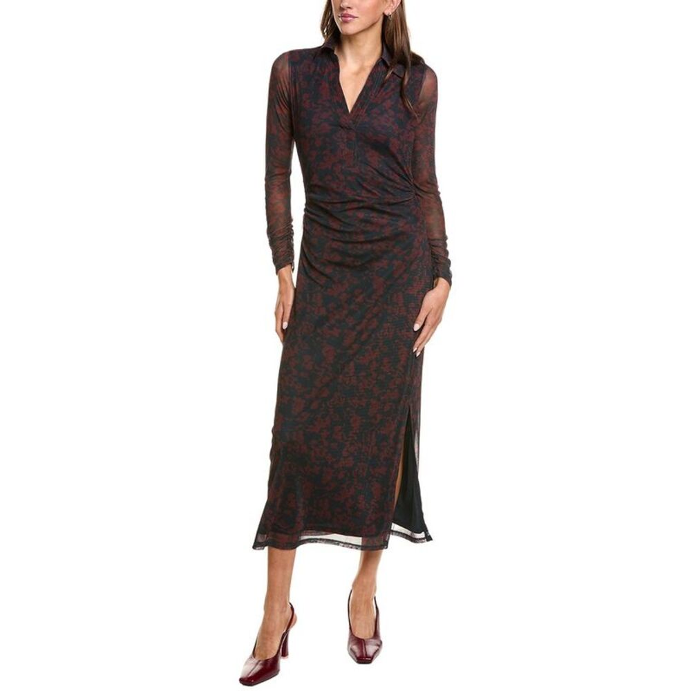 Madewell Womens  Chandra Stretch Mesh Midi Dress, Navy
